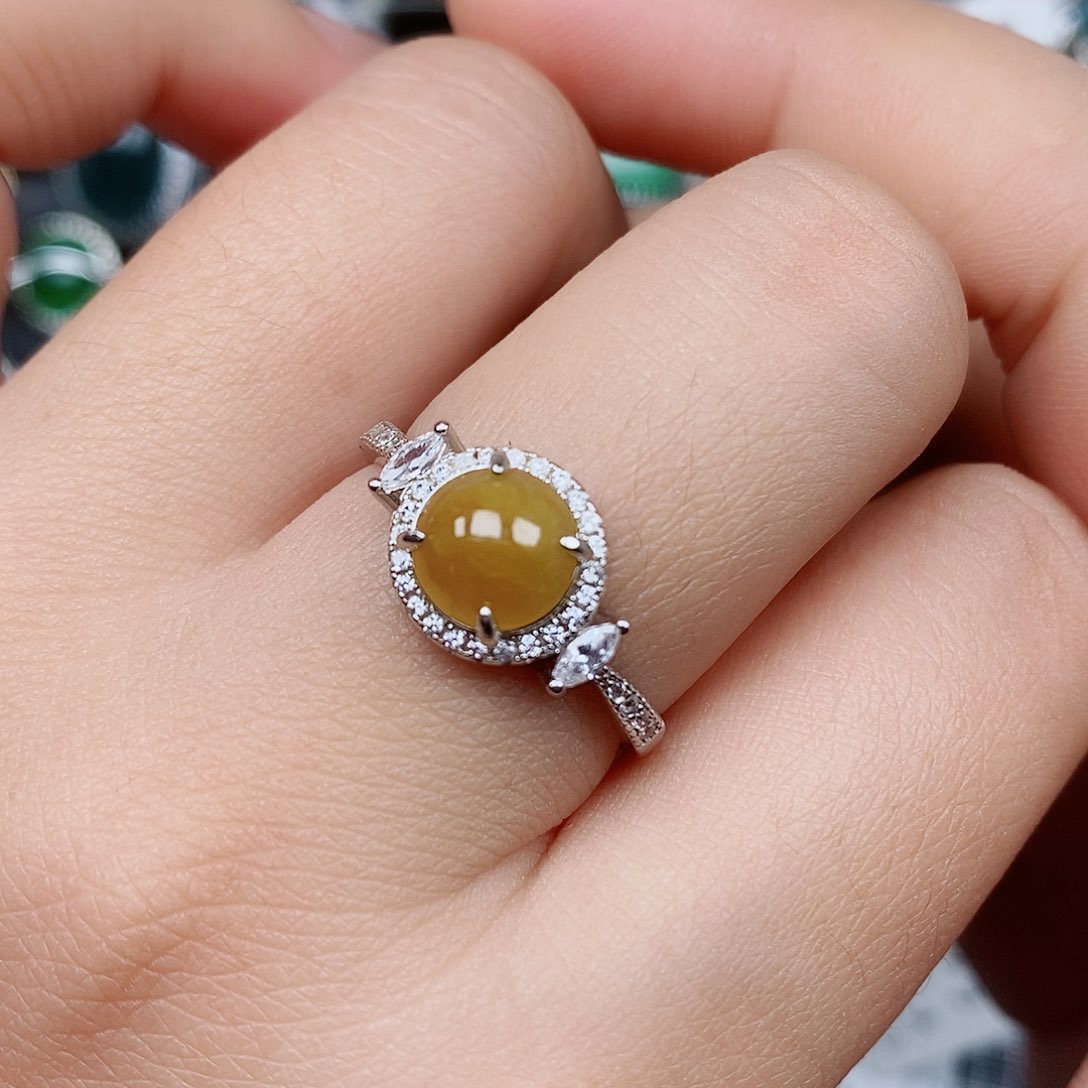 翡翠戒指银S925镶嵌戒指