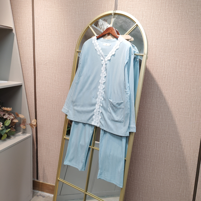 EV64孕妇蓝色月子服套装L100-130XL140XXL150