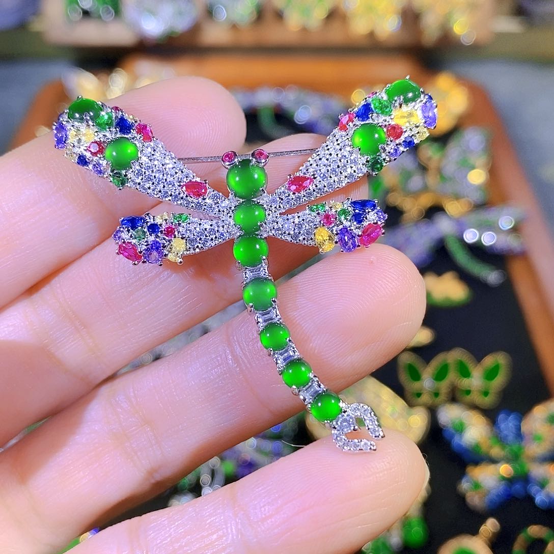 吊坠(不含链)银S925镶嵌翡翠