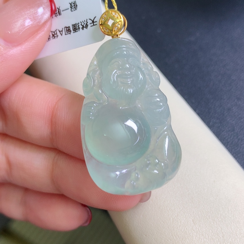 【闪购商品】翡翠颈饰18K金镶嵌财神