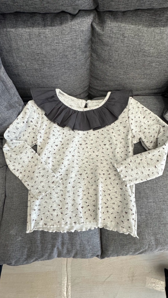 2025春款内搭 波浪袖口下摆 小碎花内搭T恤女宝宝