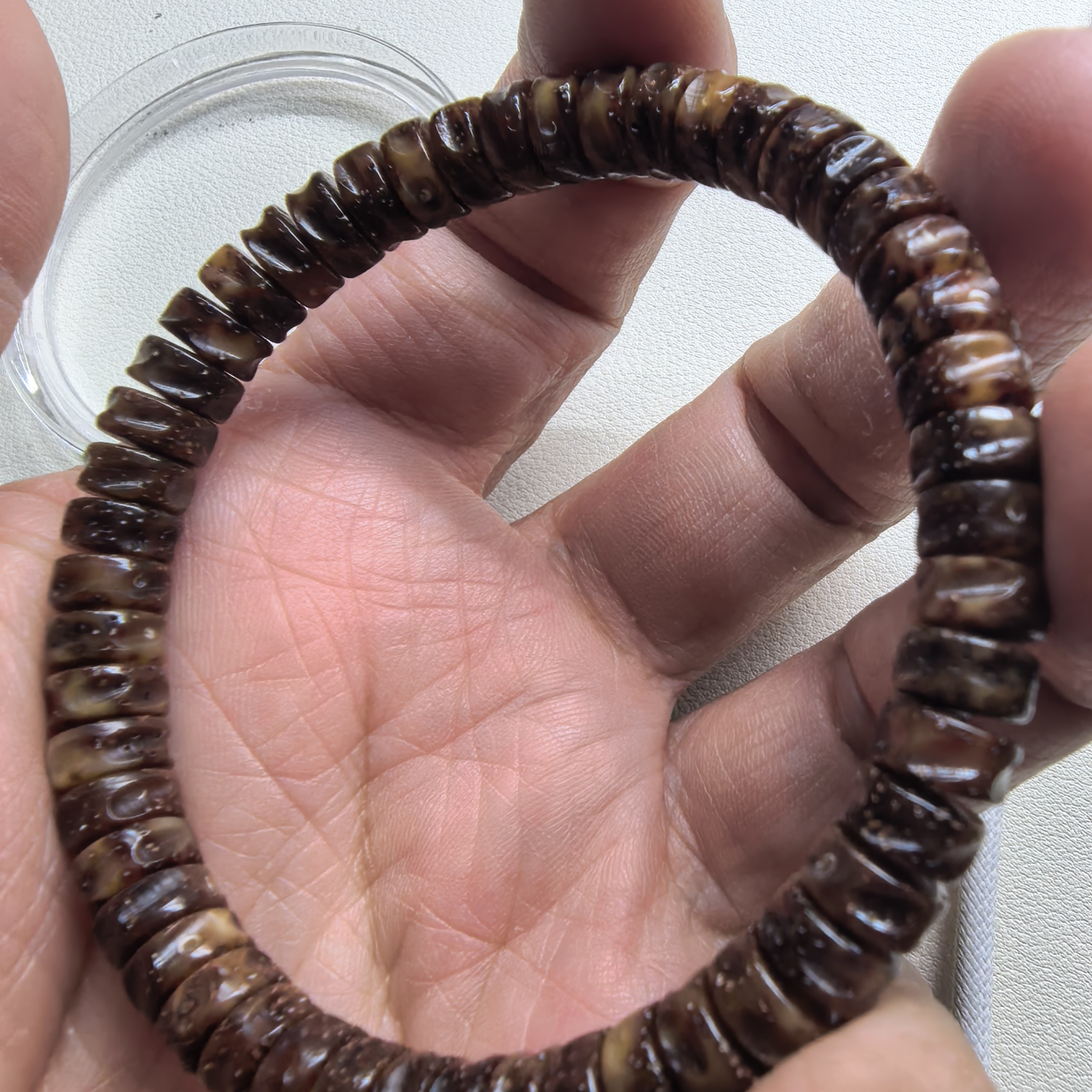 星月菩提 8*4mm 黑金药片 手工雕刻无相 手串 归圆 