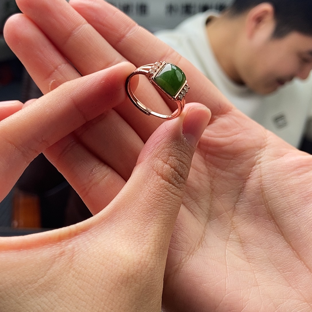 和田玉银S925镶嵌颈饰戒指 颜色多样性发拍一发一