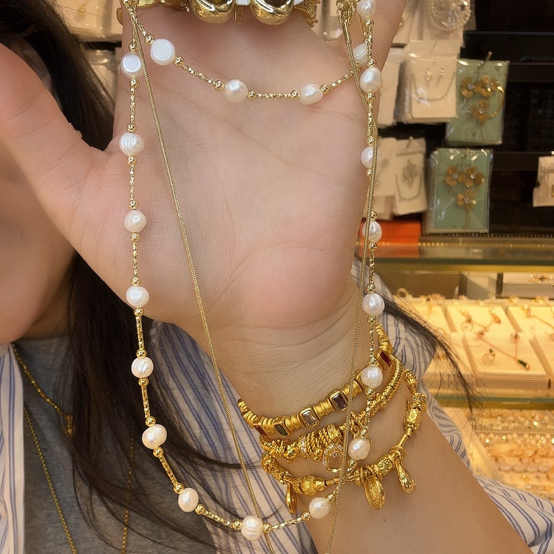 纯铜花岗石纯铜锡合金手工白色珍珠套装
