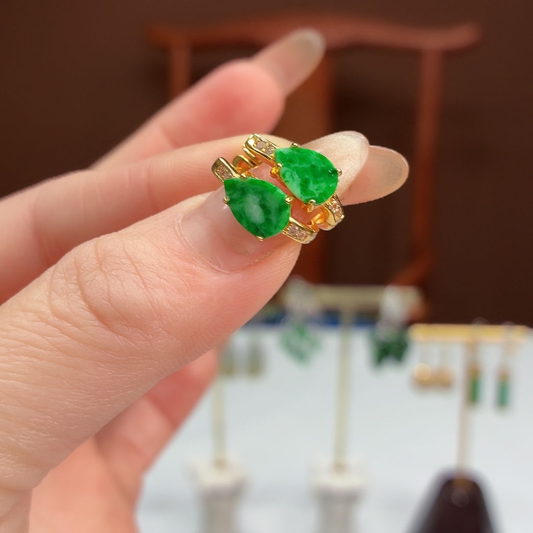 翡翠银S925镶嵌耳饰