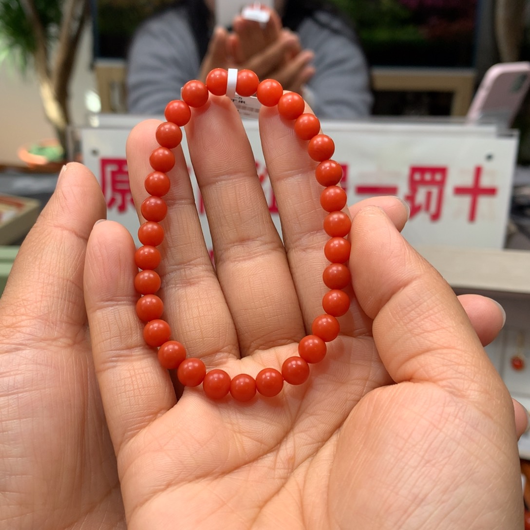 南红玛瑙南红6mm啊东寨老南红手串未镶嵌