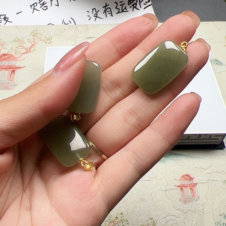 和田玉银S925镶嵌颈饰063