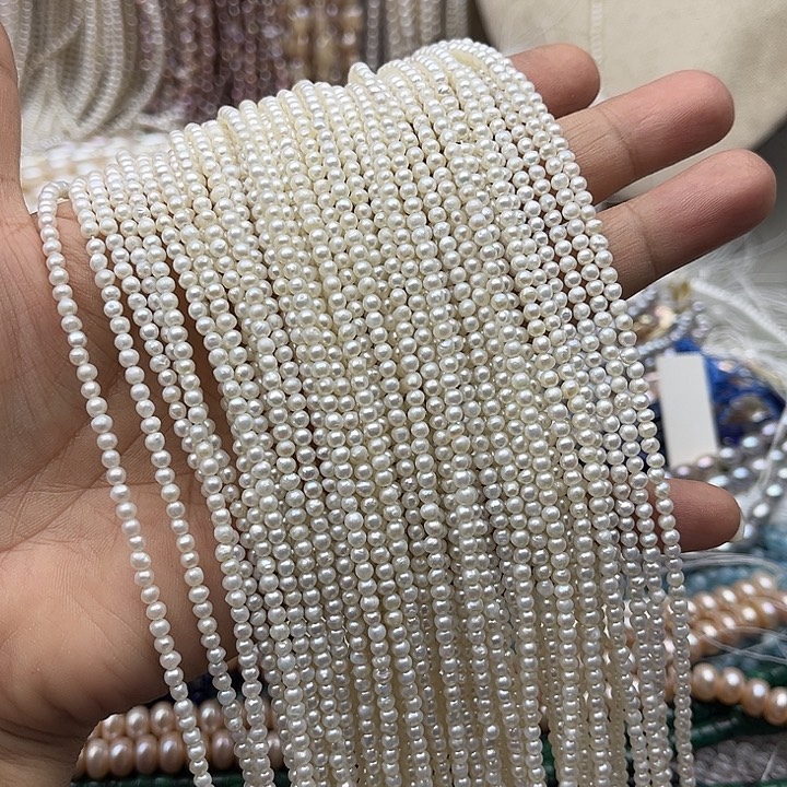 玛瑙/玉髓未镶嵌珠宝半成品一条3mm左右极光珍珠