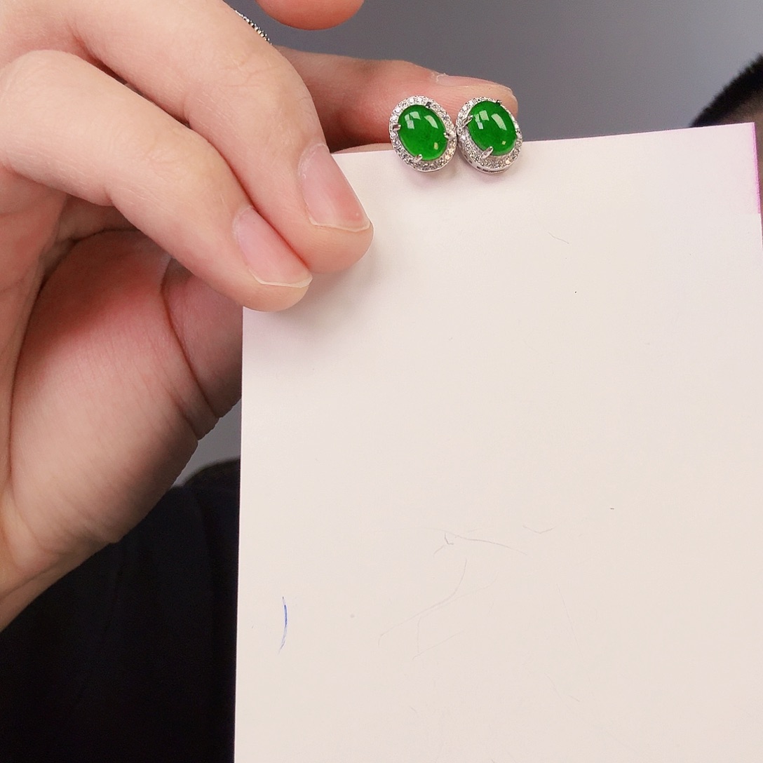 翡翠颈饰银S925镶嵌一对