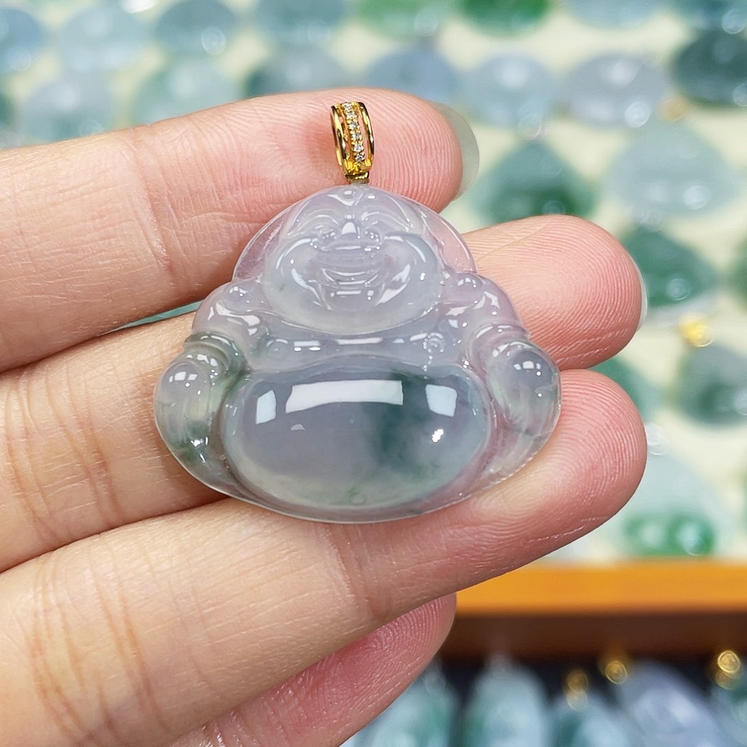 翡翠颈饰18K金镶嵌吊坠