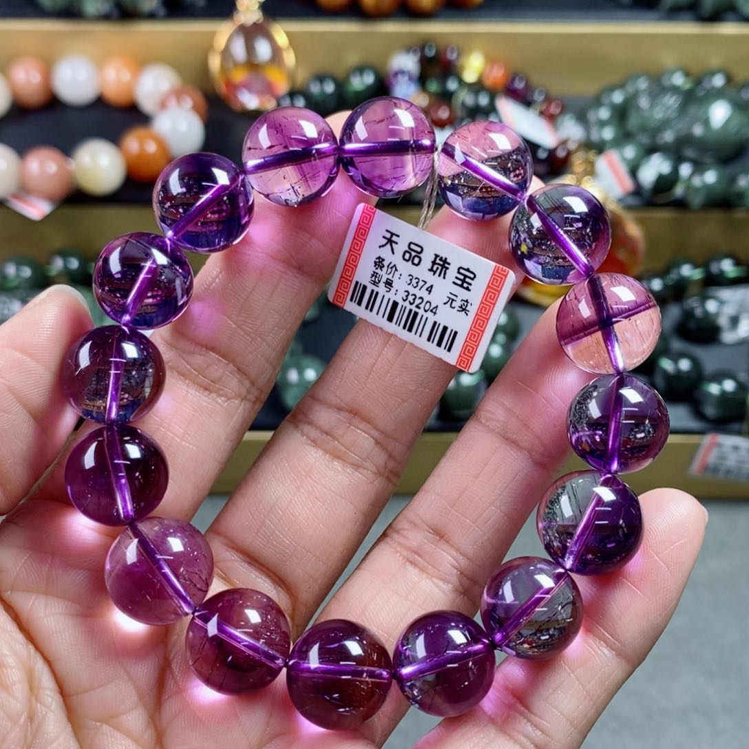 水晶手链未镶嵌萱*紫超七手链33204