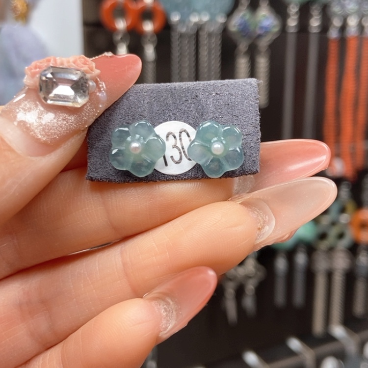 【闪购商品】翡翠耳饰银S925镶嵌耳饰