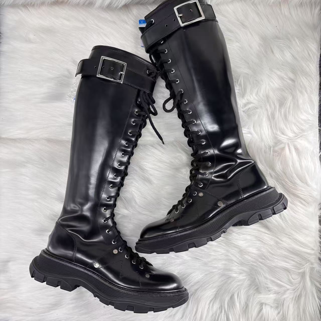 99新 Alexander McQueen/亚历山大·麦昆 38.5码/无配件黑长靴819