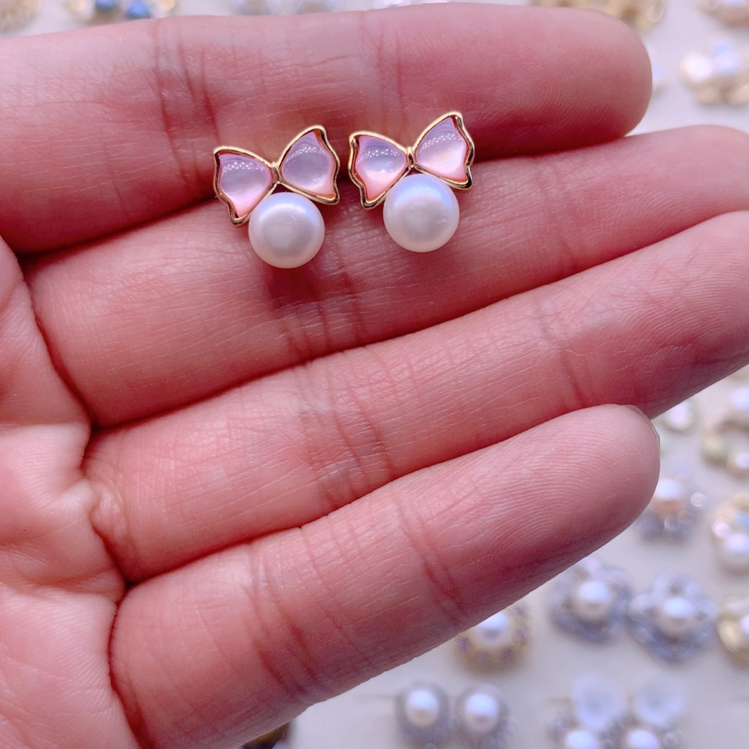 淡水珍珠耳饰合金