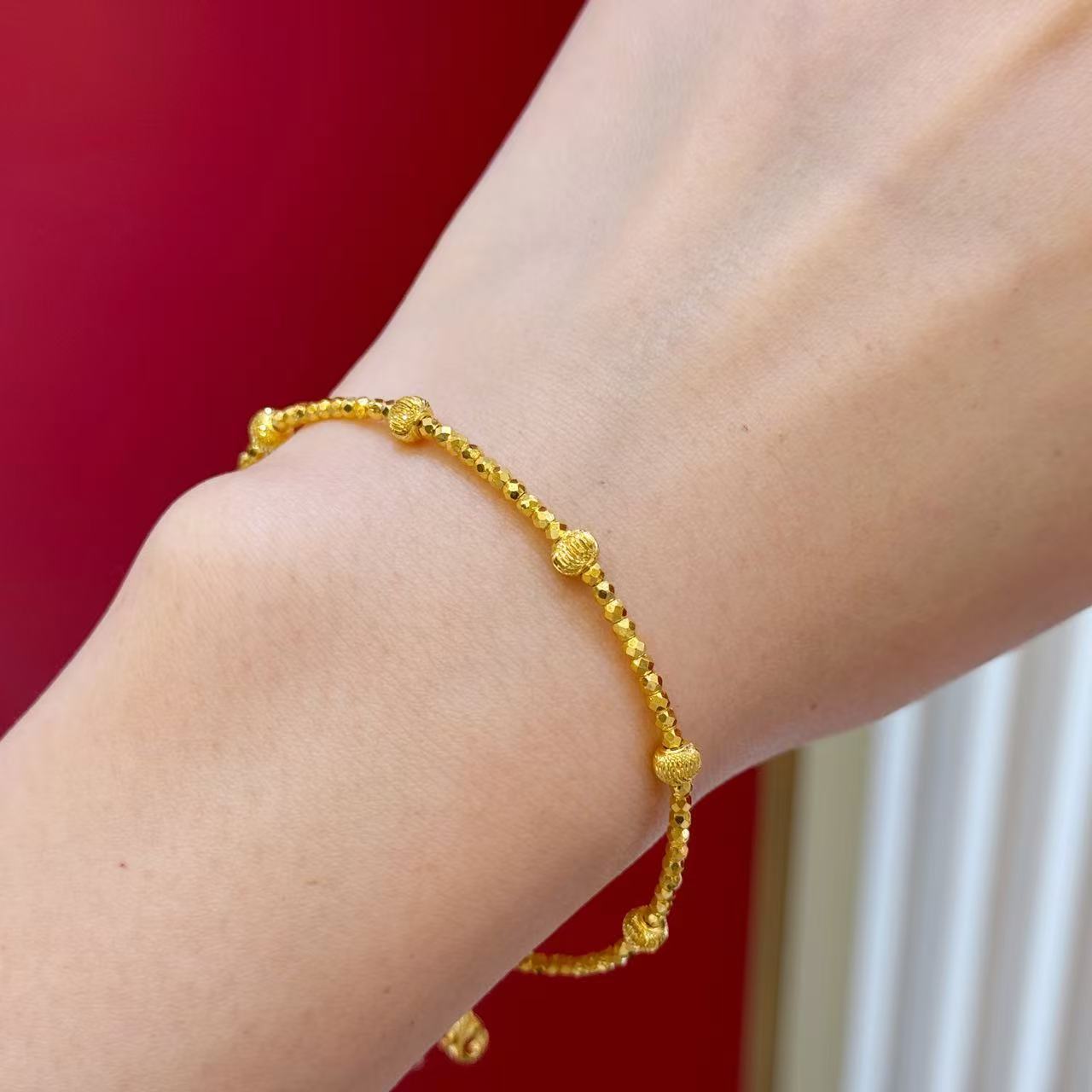 足金999蹦迪灯笼金珠手链#01431(质检中心发货)