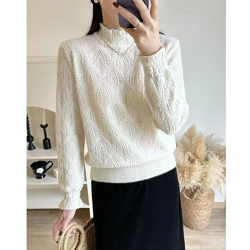 秋装新款打底衫女针织衫套头时尚洋气宽松半高领毛衣内搭上衣长袖