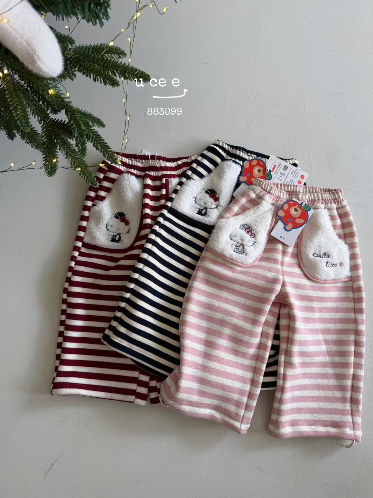 釉兮·25冬~拼色口袋条纹休闲裤883099（汉服童装）