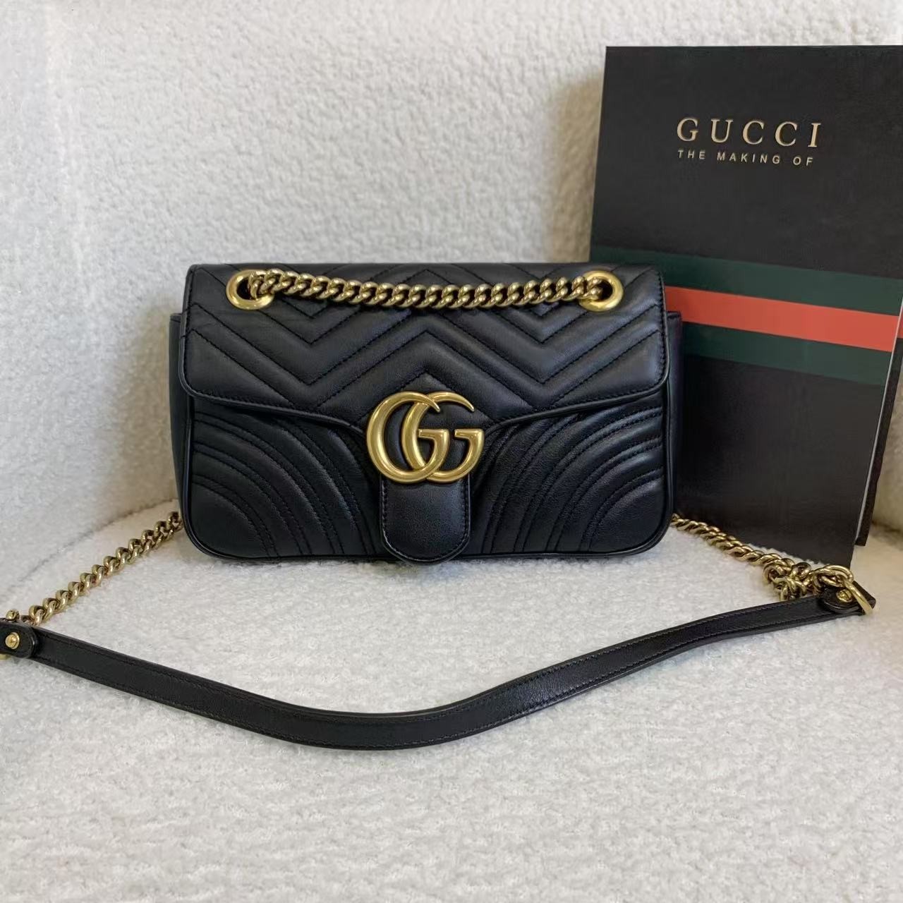 99新 GUCCI/古驰 壹臻/黑金马蒙26包 68982236