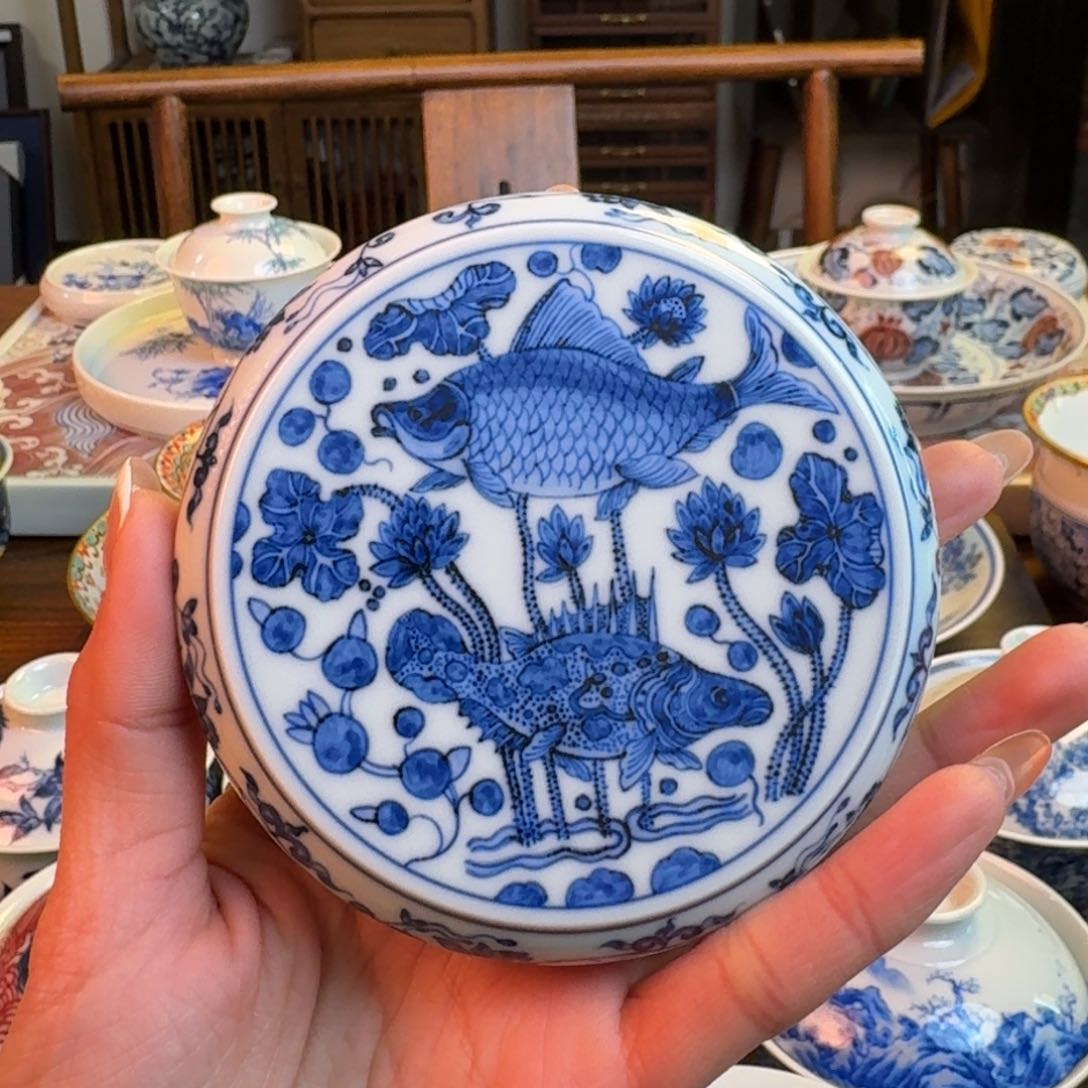 杯重工鱼藻纹盖置