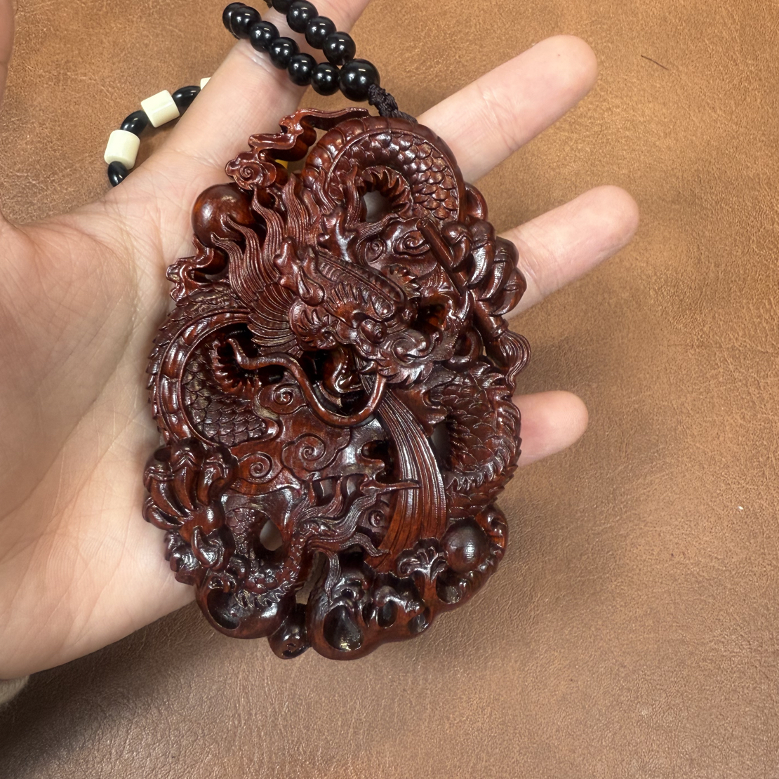 紫檀木大龙牌手把