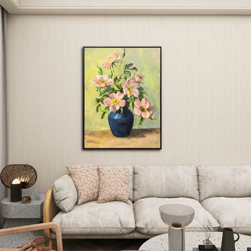 欧式肌理装饰画卧室餐厅客厅背景墙挂画红色花朵16080