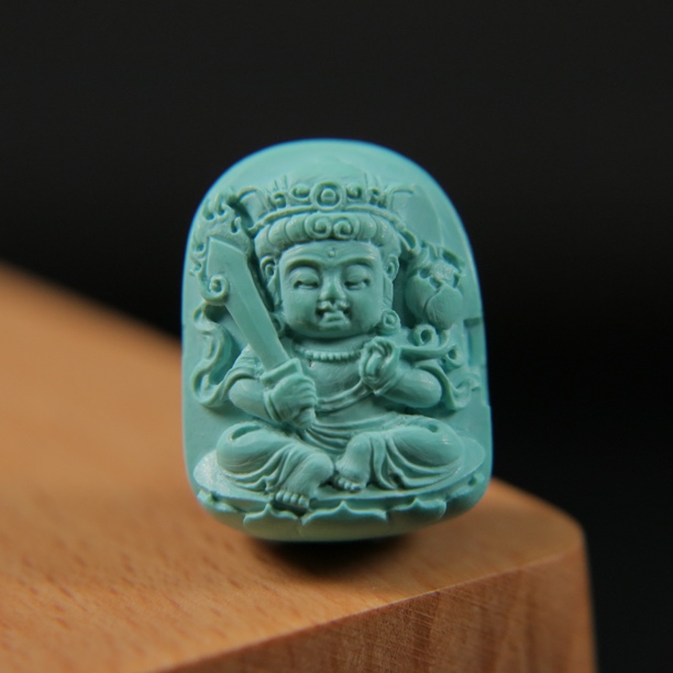 原矿绿松石虚空藏菩萨，尺寸15.7×21×12mm，重7.03g
