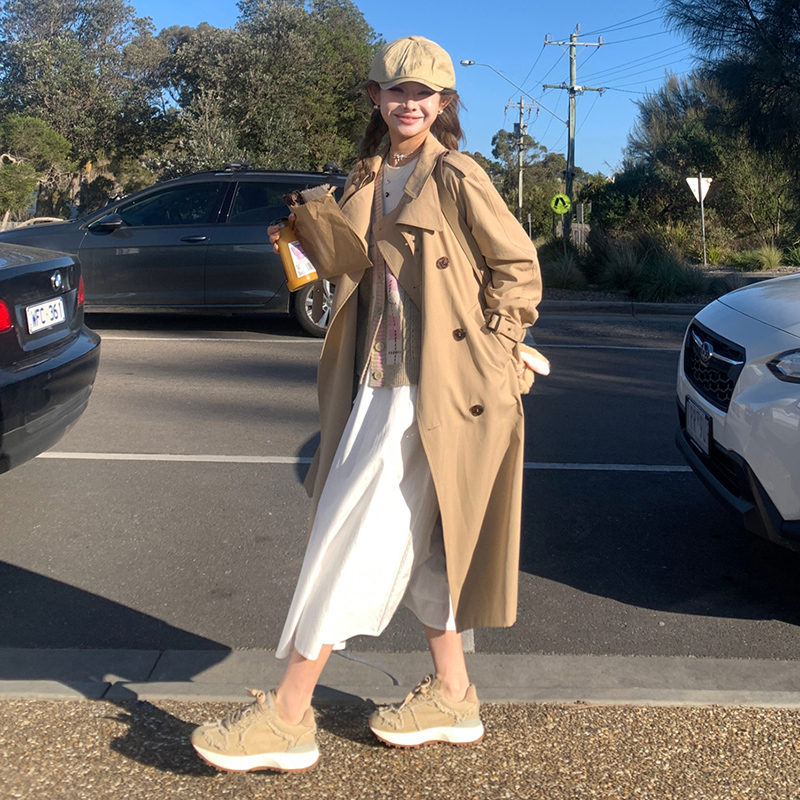 小个子卡其色风衣外套女2025秋季新款休闲气质洋气中长款大衣宽松