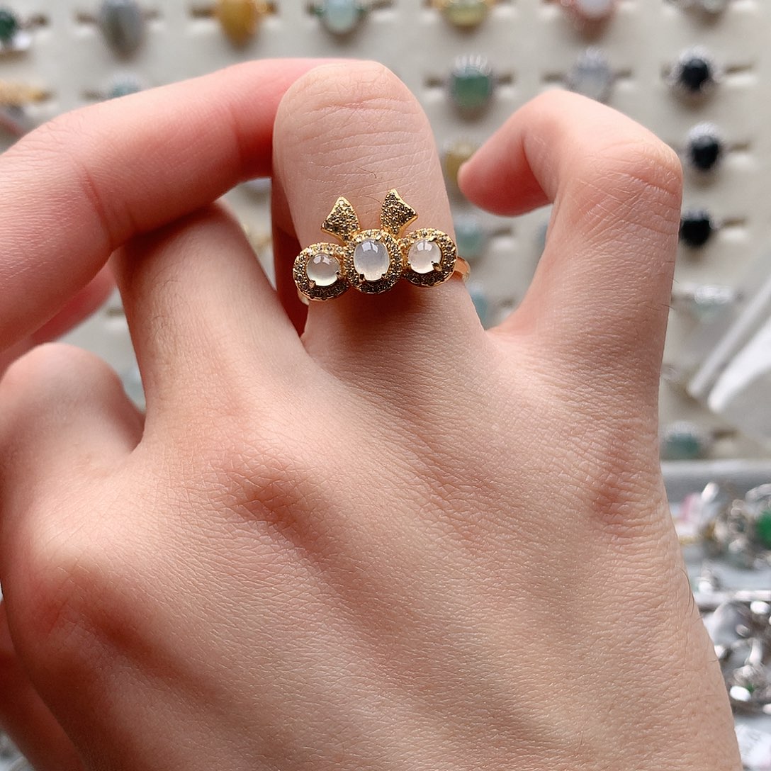 翡翠戒指银S925镶嵌0084