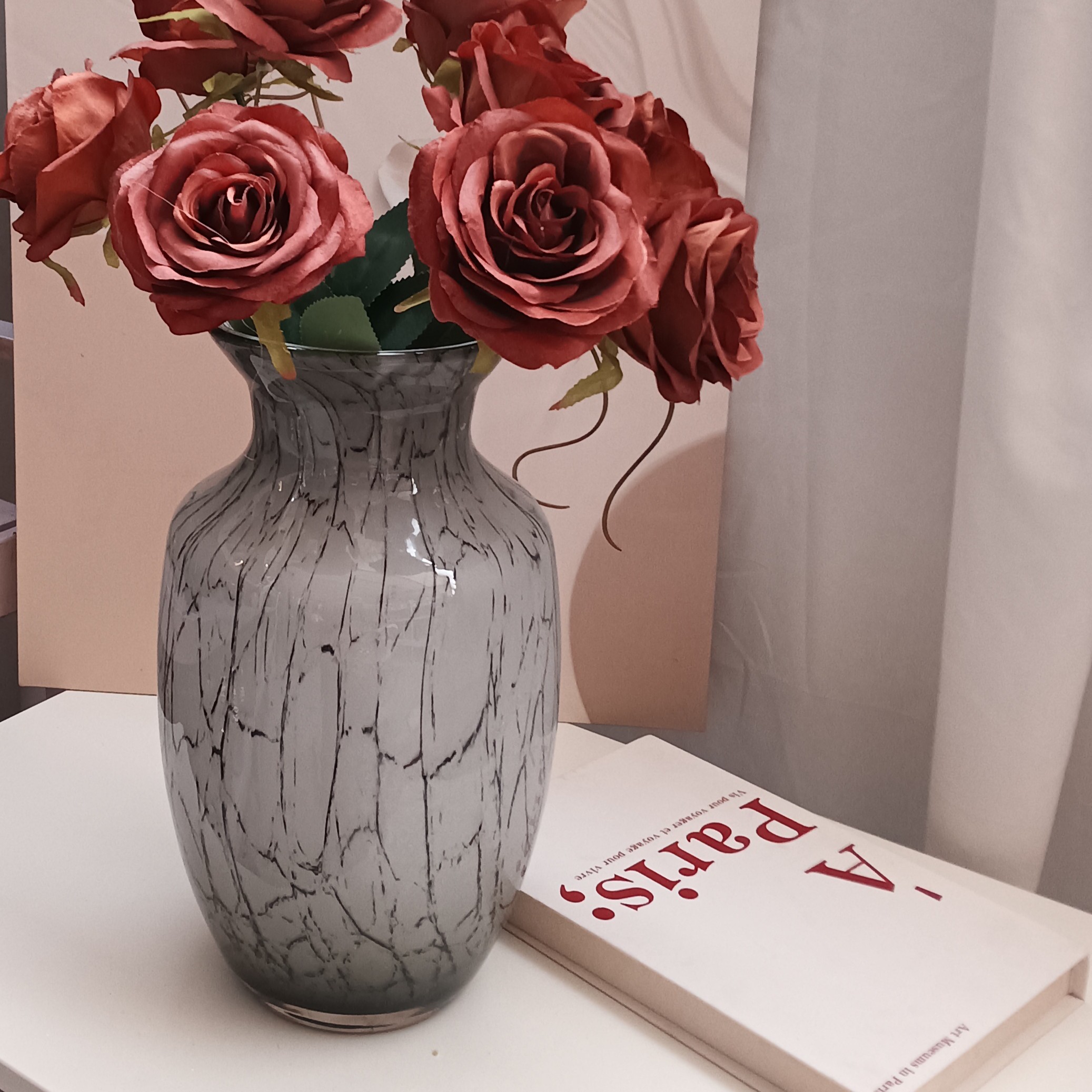 轻奢风客厅餐桌样板房装饰高档仿真花花鲜切花花插花摆设CM19