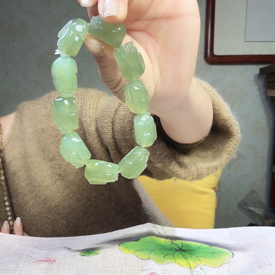 菠***@岫玉未镶嵌手链纯天然岫玉吊坠玉石