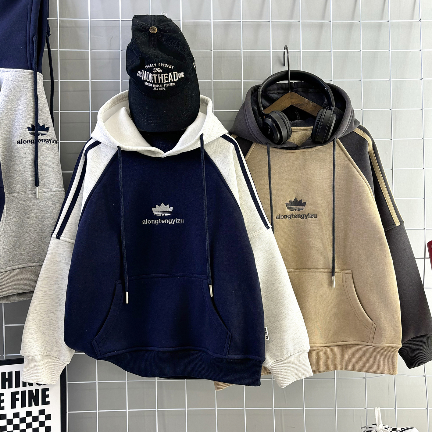 中大童男童加绒加厚洋气秋冬装新款连帽休闲保暖冬季新款宽松卫衣