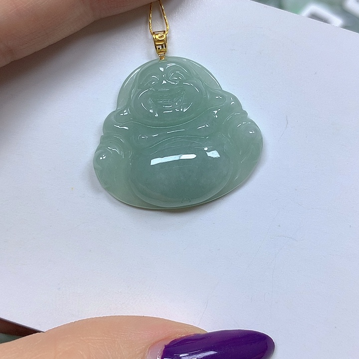 翡翠18K金镶嵌颈饰挂件