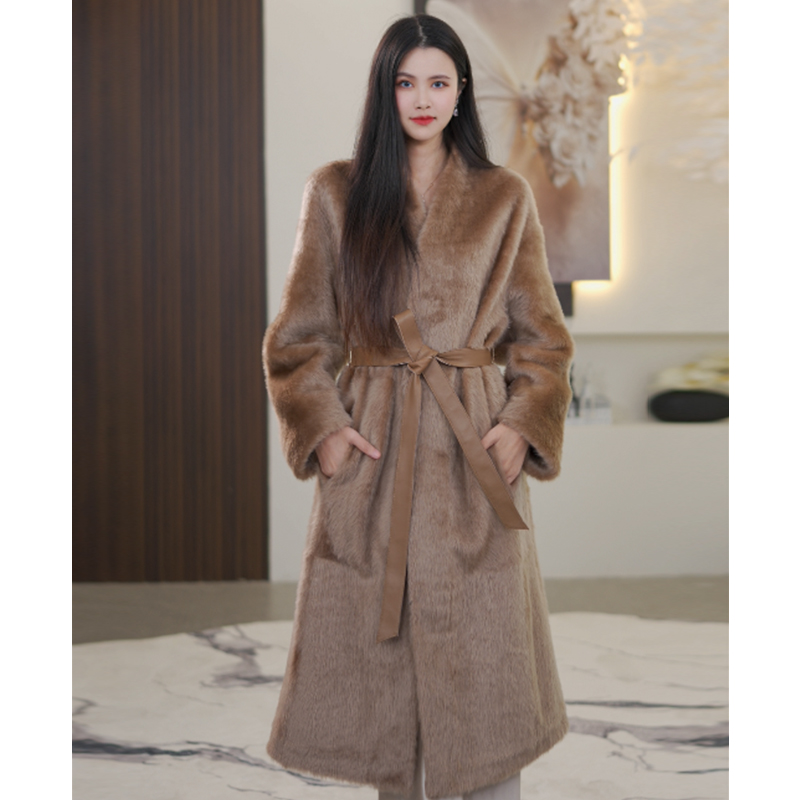 【夜阑高定】超软超轻顶奢进口拉贡皮毛一体皮草外套女  39029