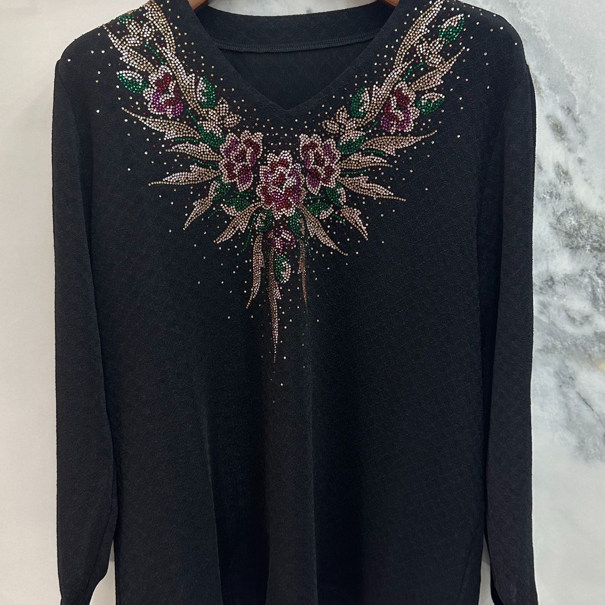 宽松型V领常规款中老年女装针织衫打底衫时尚圆领#1863