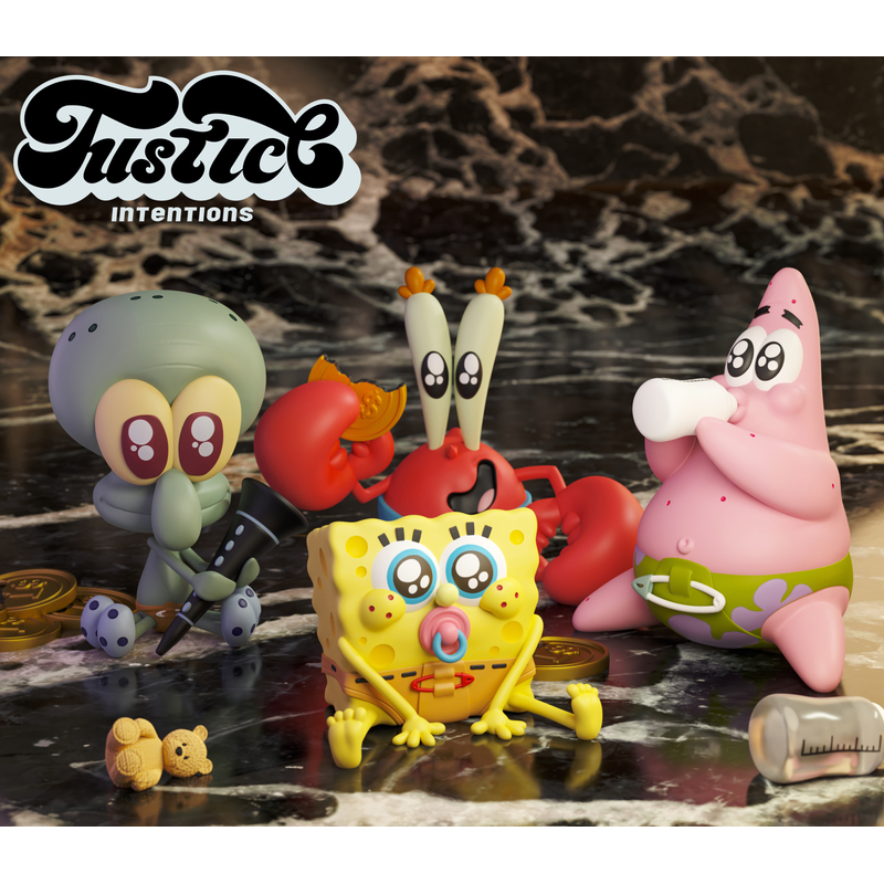 JUSTICE INTENTIONS海绵宝宝派大星正版潮玩童年系列搪胶手办模型