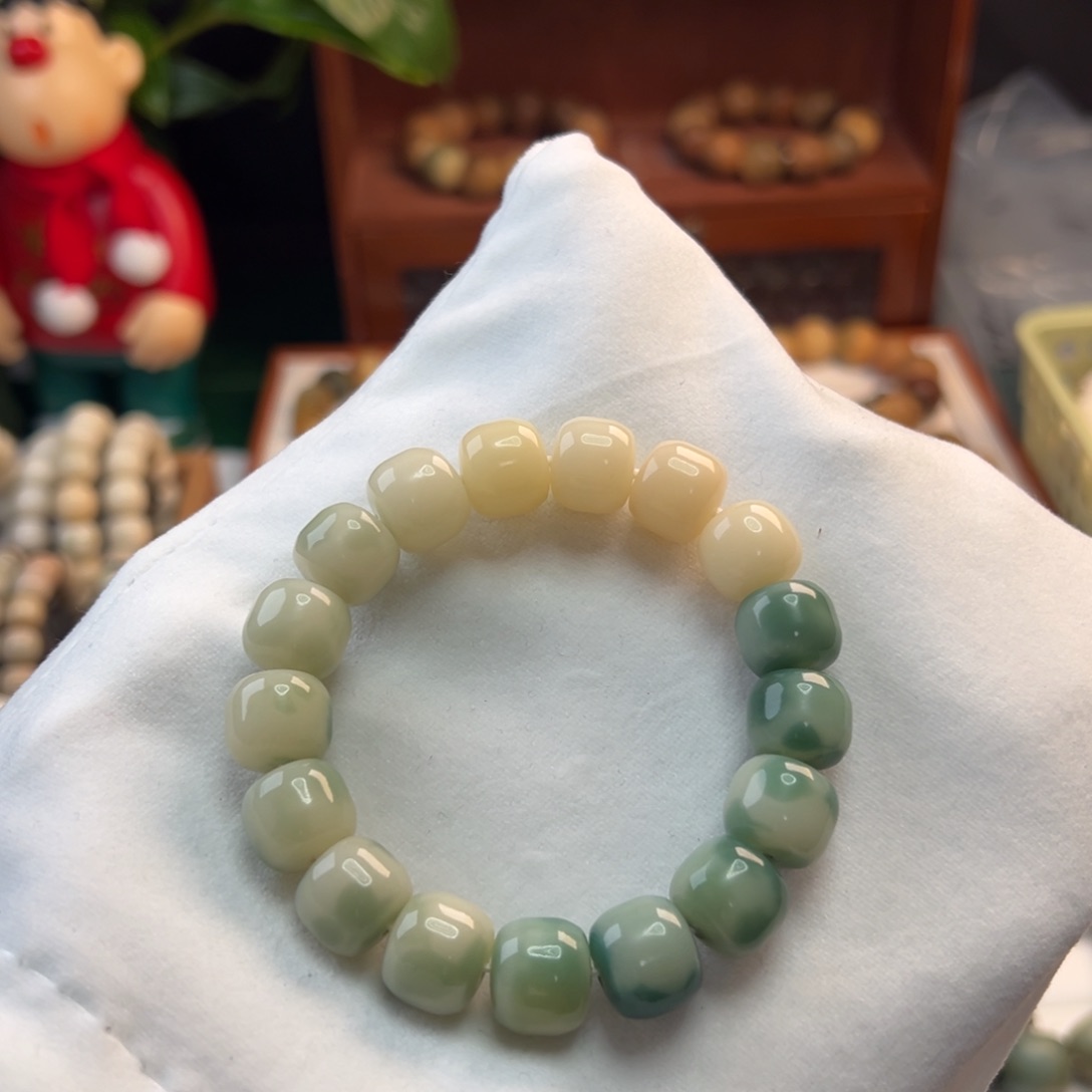 菩提根/象牙果手串卡13桶珠渐变微瑕