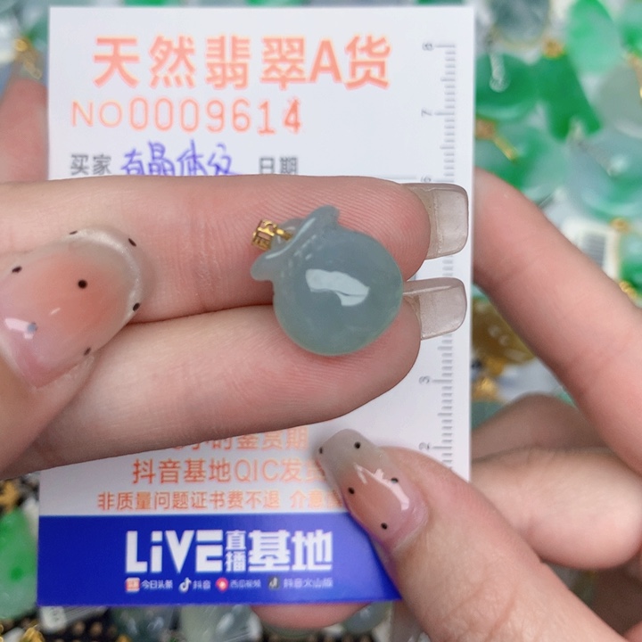 翡翠18K金镶嵌颈饰钱袋