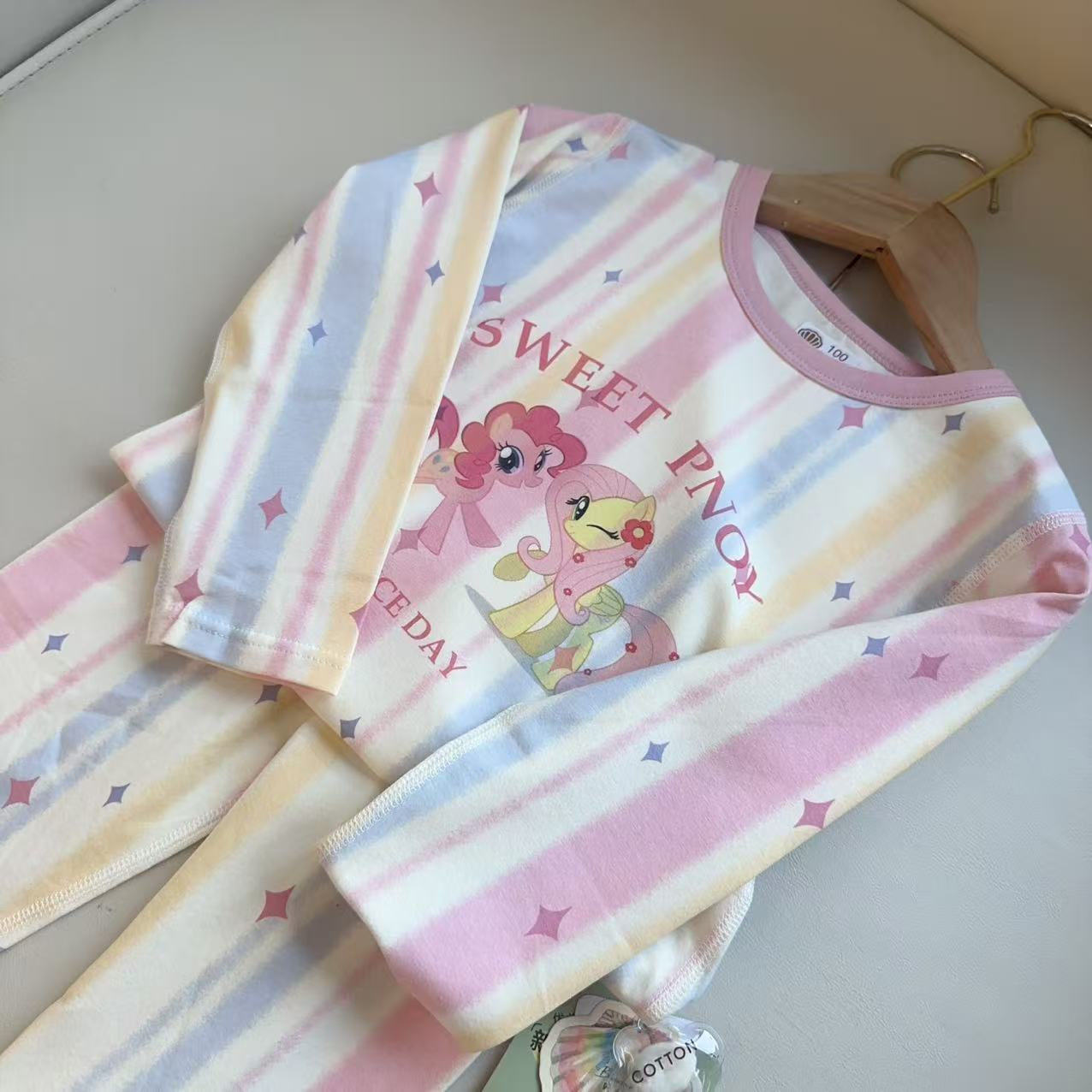 保暖内衣纯棉秋冬女孩家居服球衣儿童睡衣