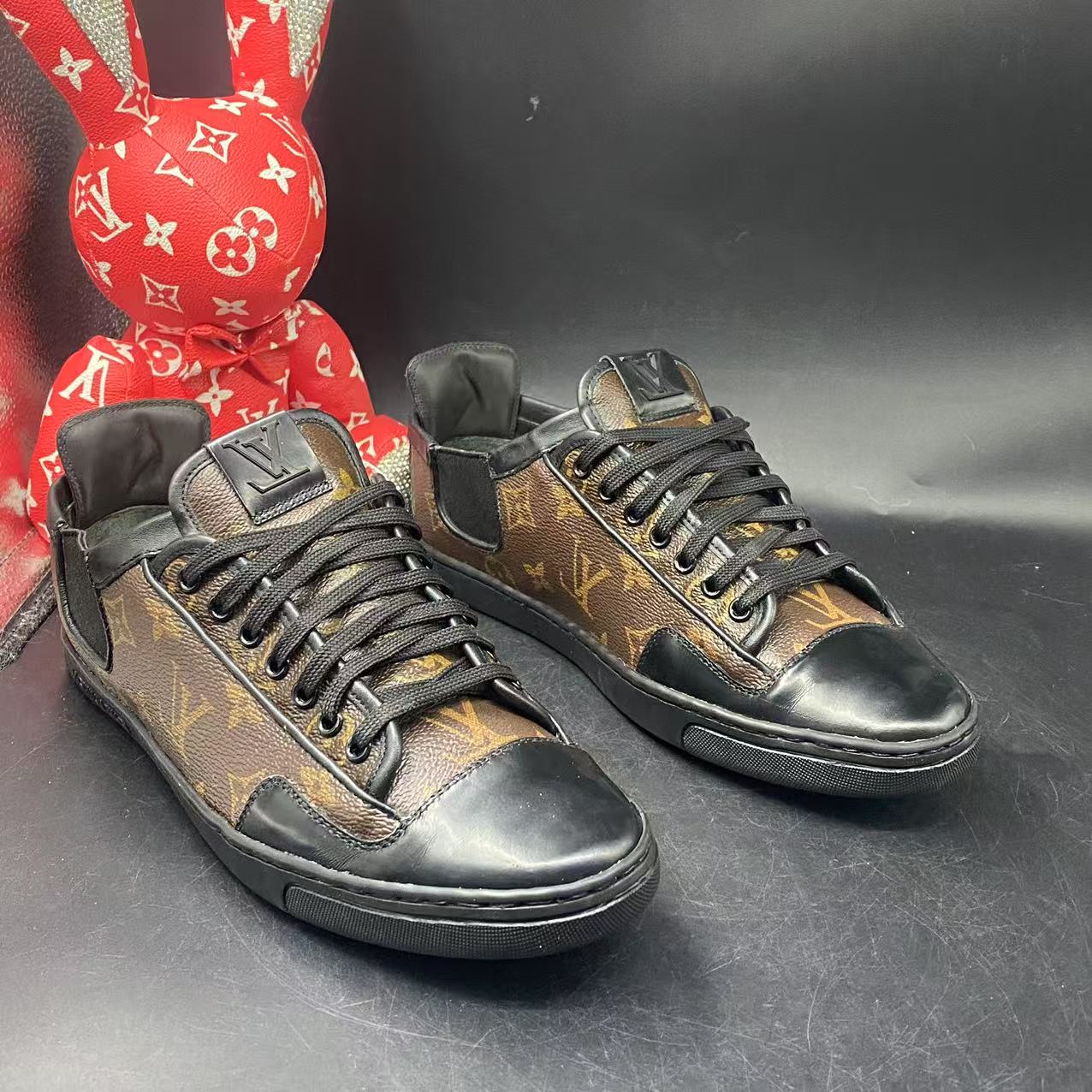 90新 LouisVuitton/路易威登 【聚星优选】黑棕老花板鞋41码ddm029