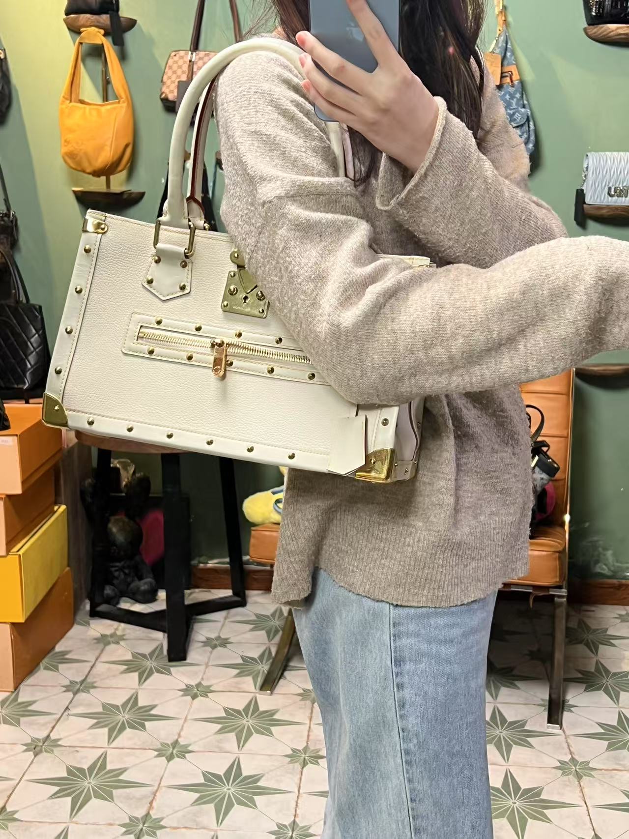 95新 LouisVuitton/路易威登 K347/手提白色苏哈里时尚
