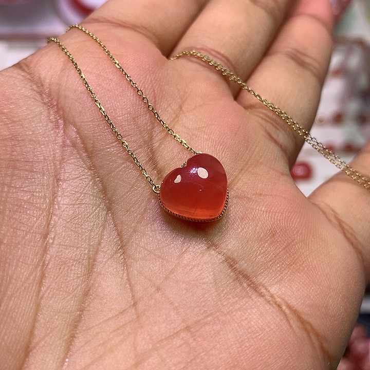 菱锰矿（红纹石）套链18K金镶嵌