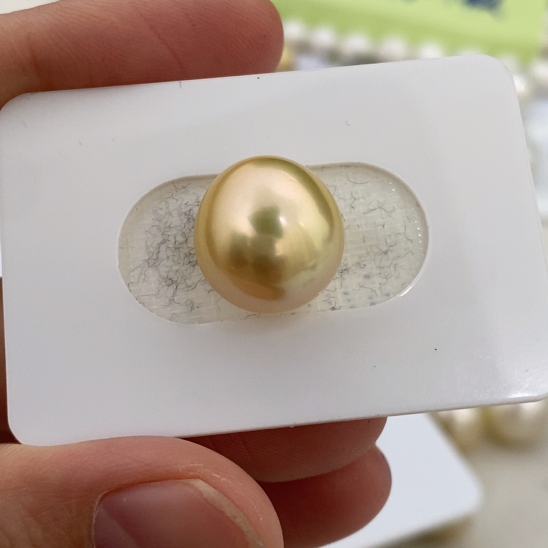 未镶嵌裸珠海水珍珠金珠绿光12.9mm