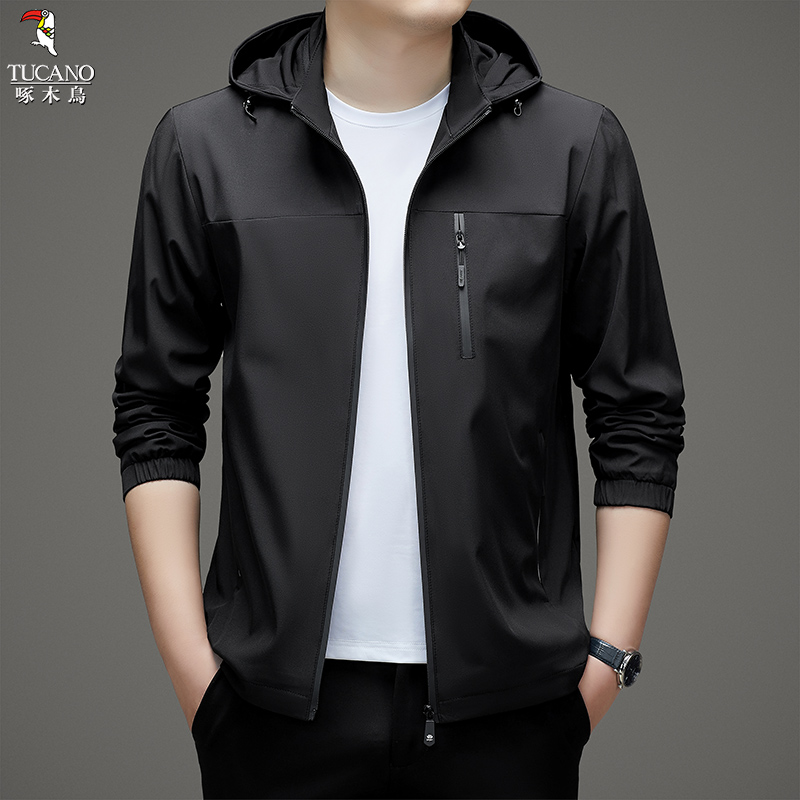 啄木鸟秋冬连帽夹克男外套挺阔有型简约大气中老年