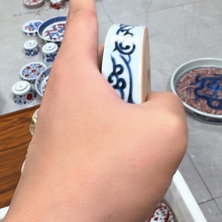 瓷片青花鱼化龙盖置景德镇