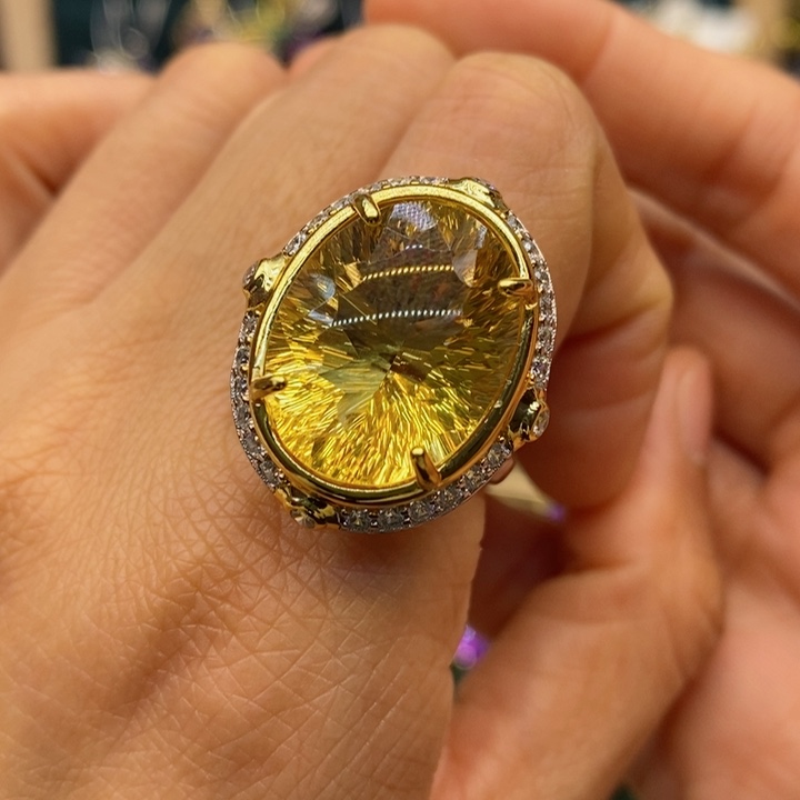 水晶戒指银S925镶嵌天然水晶戒指