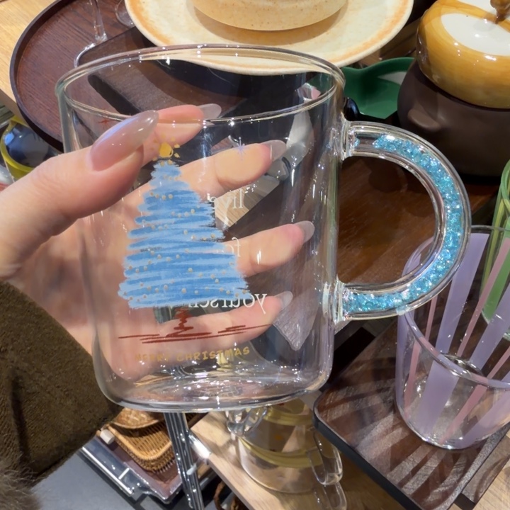 摆****蓝色圣诞杯子一个装