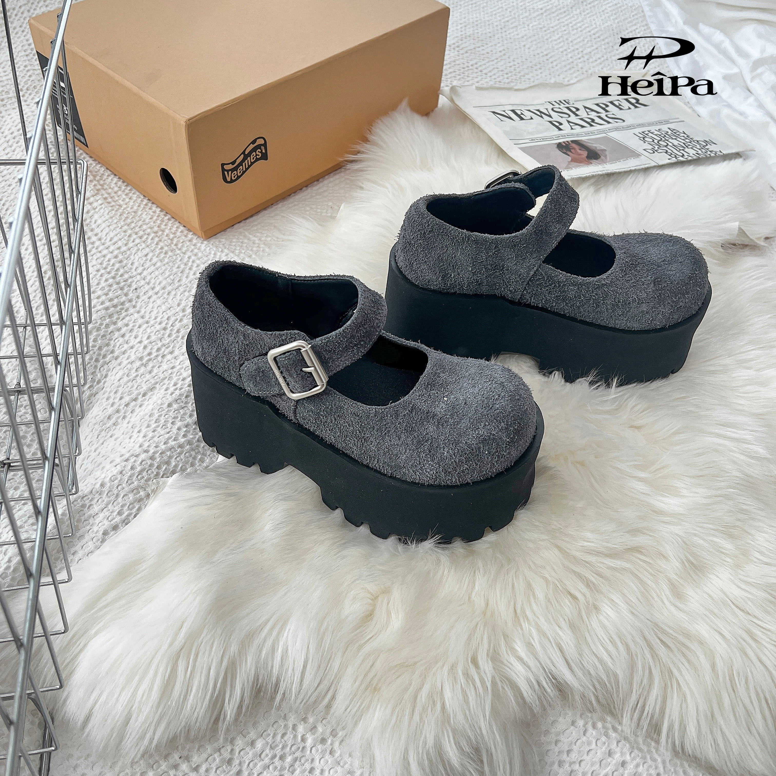【HeiPa】安暖家春季穿新款厚底带时尚韩版靴子女款