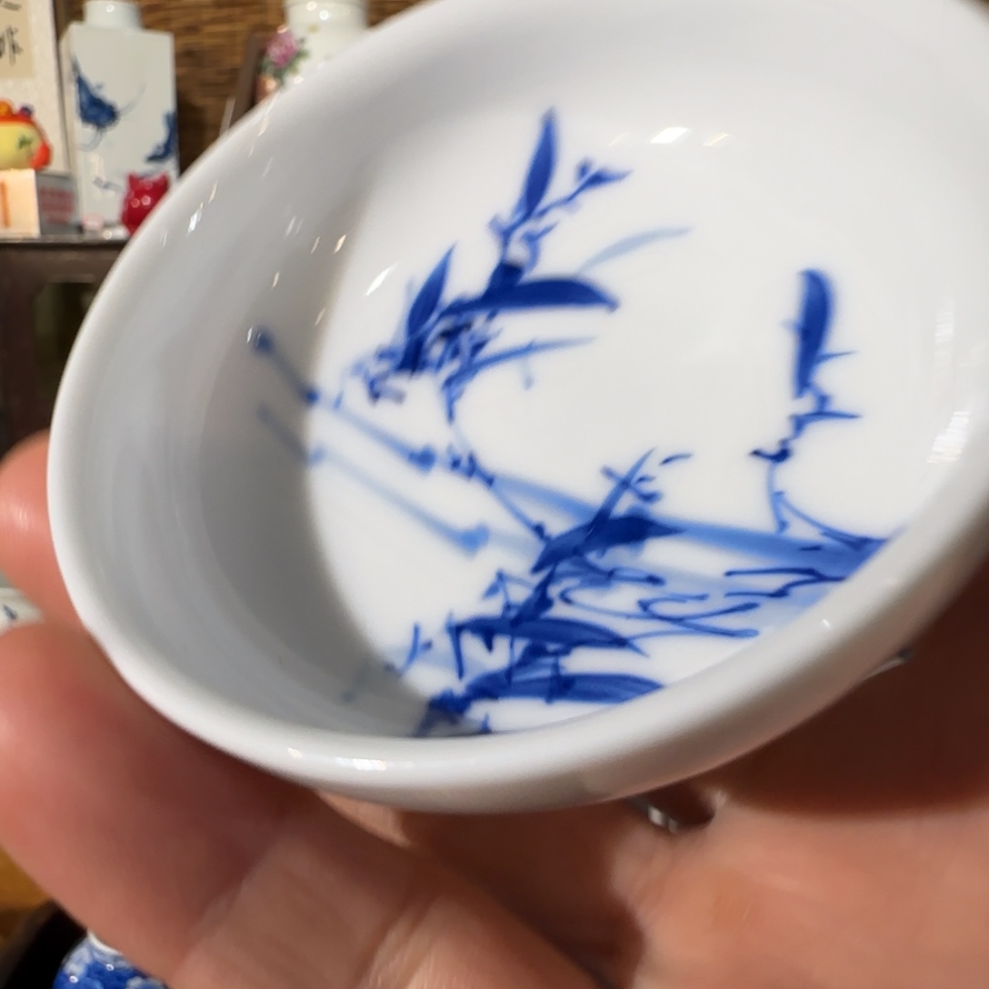 陶手绘青花竹子小客杯