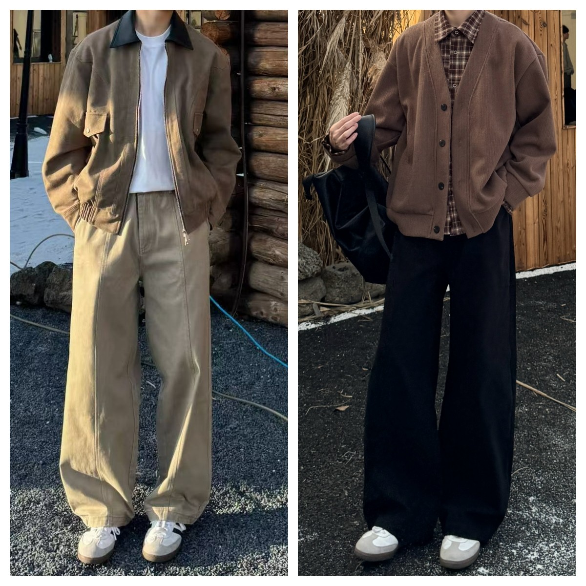 苏大恒阿苏特染弯刀老钱风宽松百搭垂感自带飘带直筒纯色休闲裤