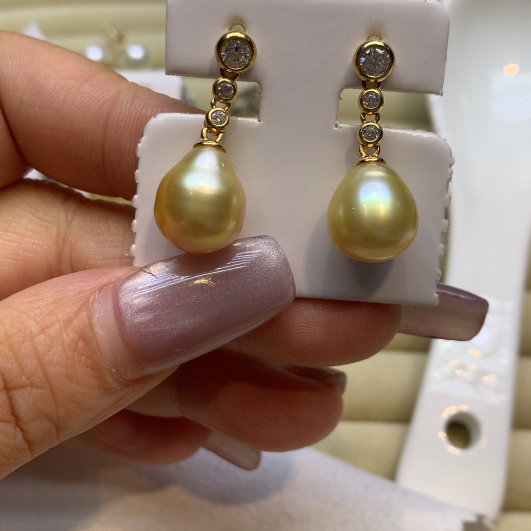 银S925镶嵌耳饰海水珍珠